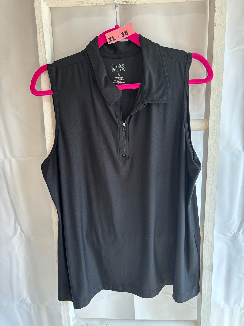 croft & barrow Black Sleeveless Polo Zip Tank